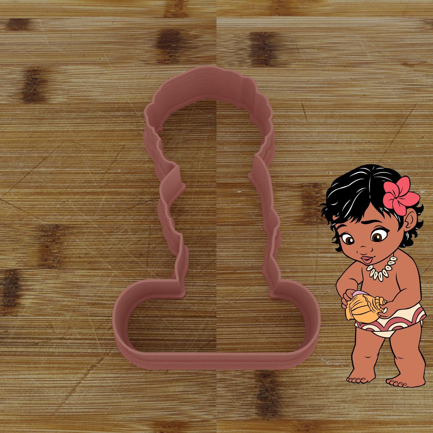 Baby Hawaiian Girl Customizable Cookie Cutter & Stamp | Custom Cookie Embosser | Personalized Cookie Cutter