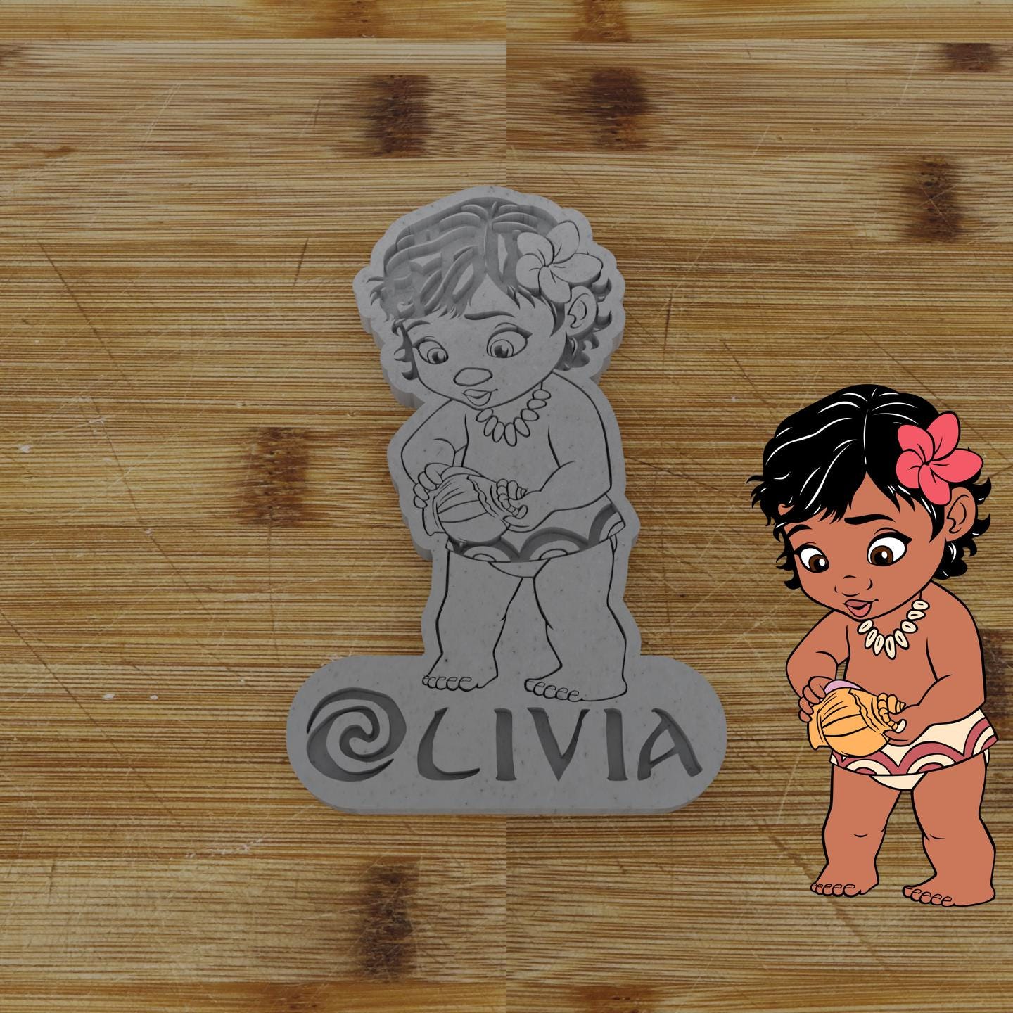 Baby Hawaiian Girl Customizable Cookie Cutter & Stamp | Custom Cookie Embosser | Personalized Cookie Cutter