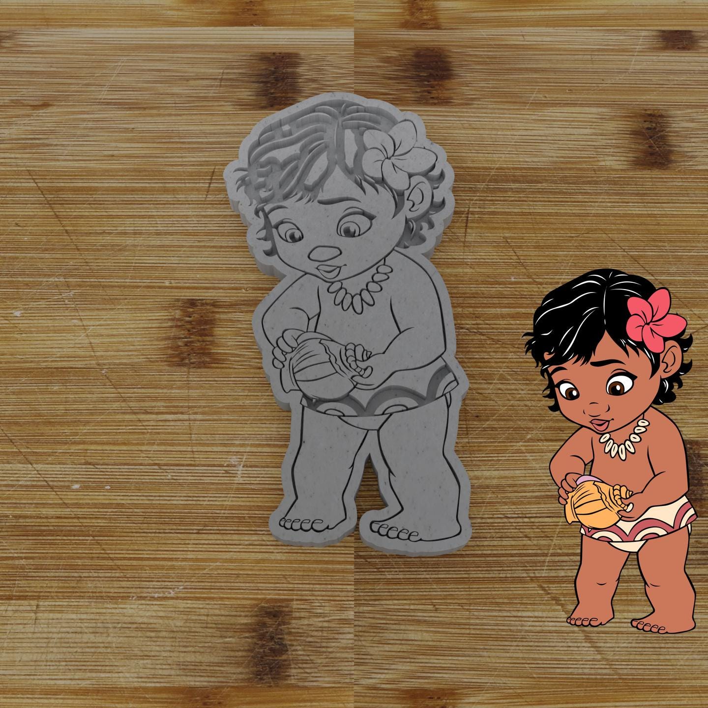 Baby Hawaiian Girl Customizable Cookie Cutter & Stamp | Custom Cookie Embosser | Personalized Cookie Cutter