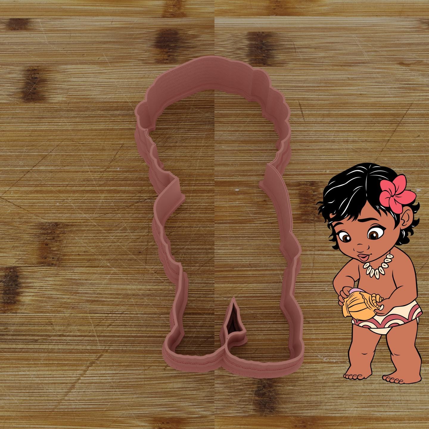 Baby Hawaiian Girl Customizable Cookie Cutter & Stamp | Custom Cookie Embosser | Personalized Cookie Cutter