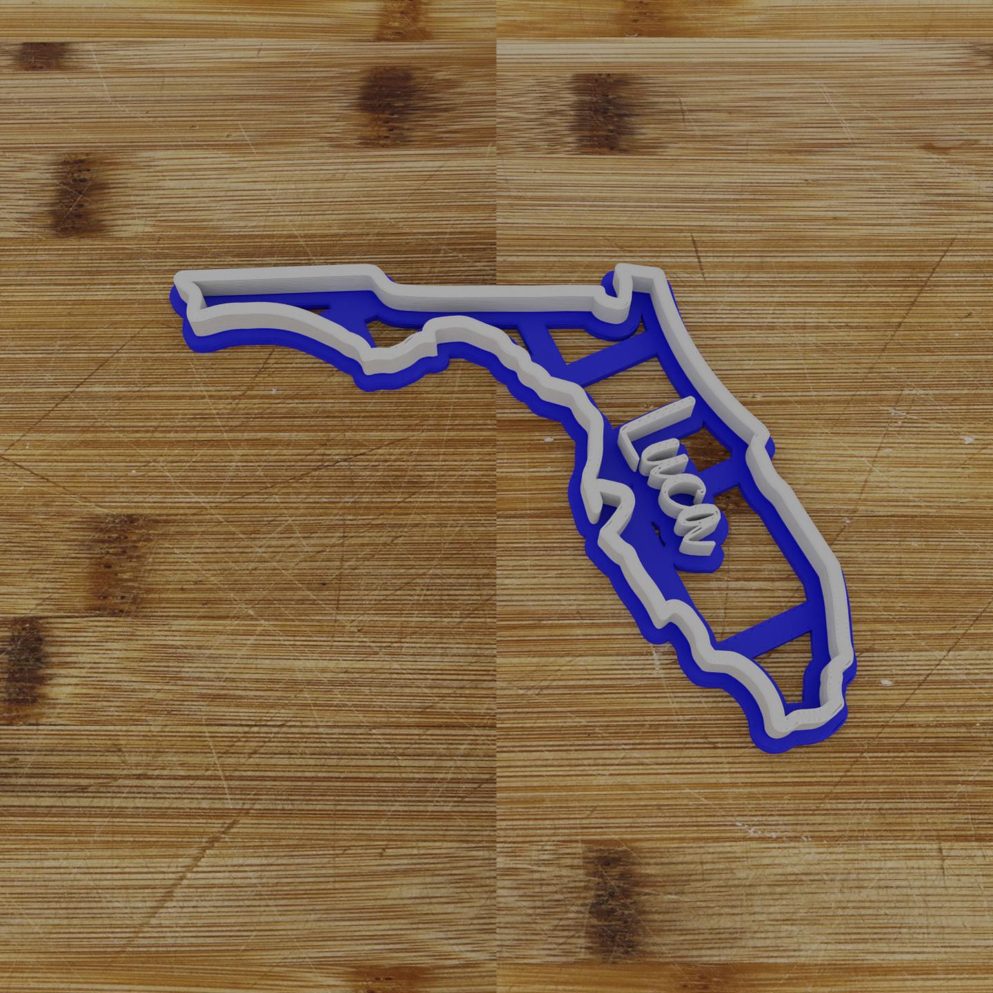 2pc Personalizable Florida Cookie Cutter & Stamp | USA | United States Cookie Cutter