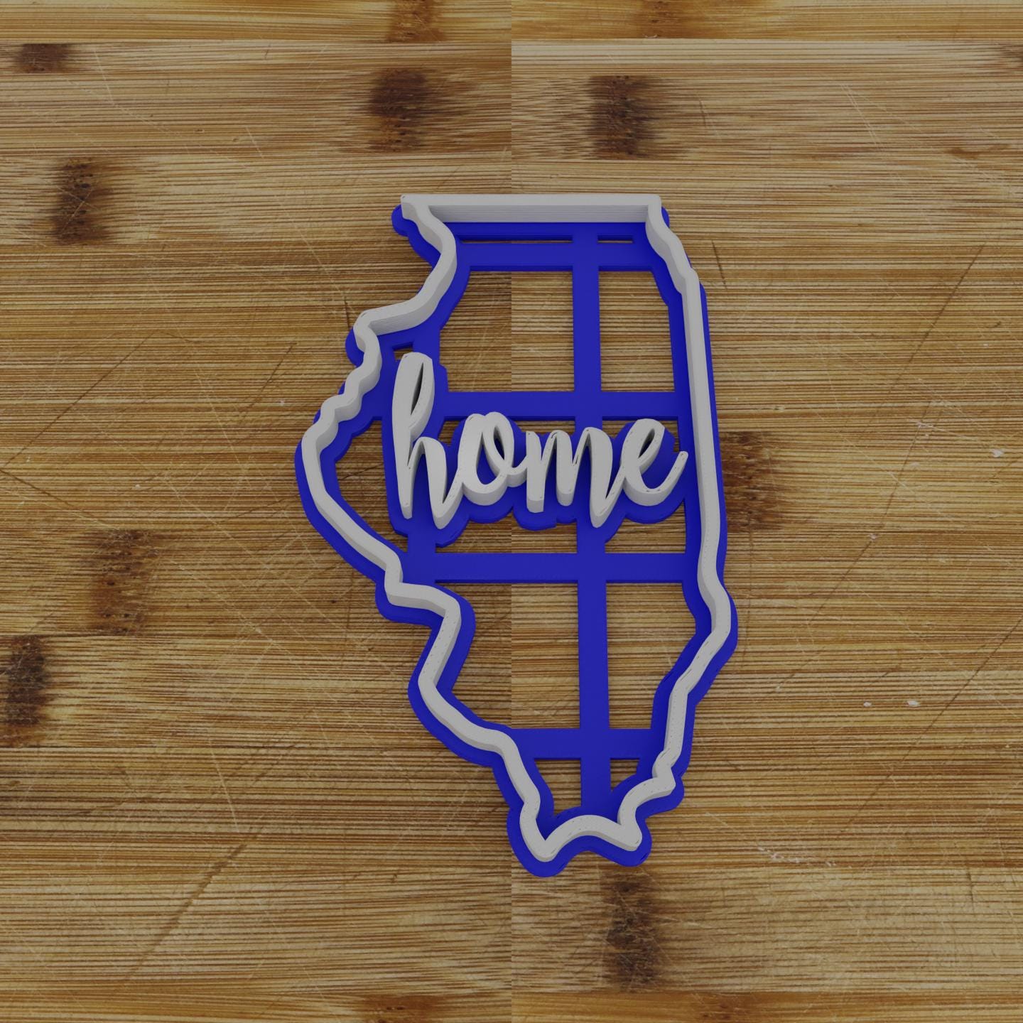 2pc Personalizable Illinois Cookie Cutter & Stamp | USA | United States Cookie Cutter