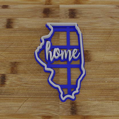 2pc Personalizable Illinois Cookie Cutter & Stamp | USA | United States Cookie Cutter