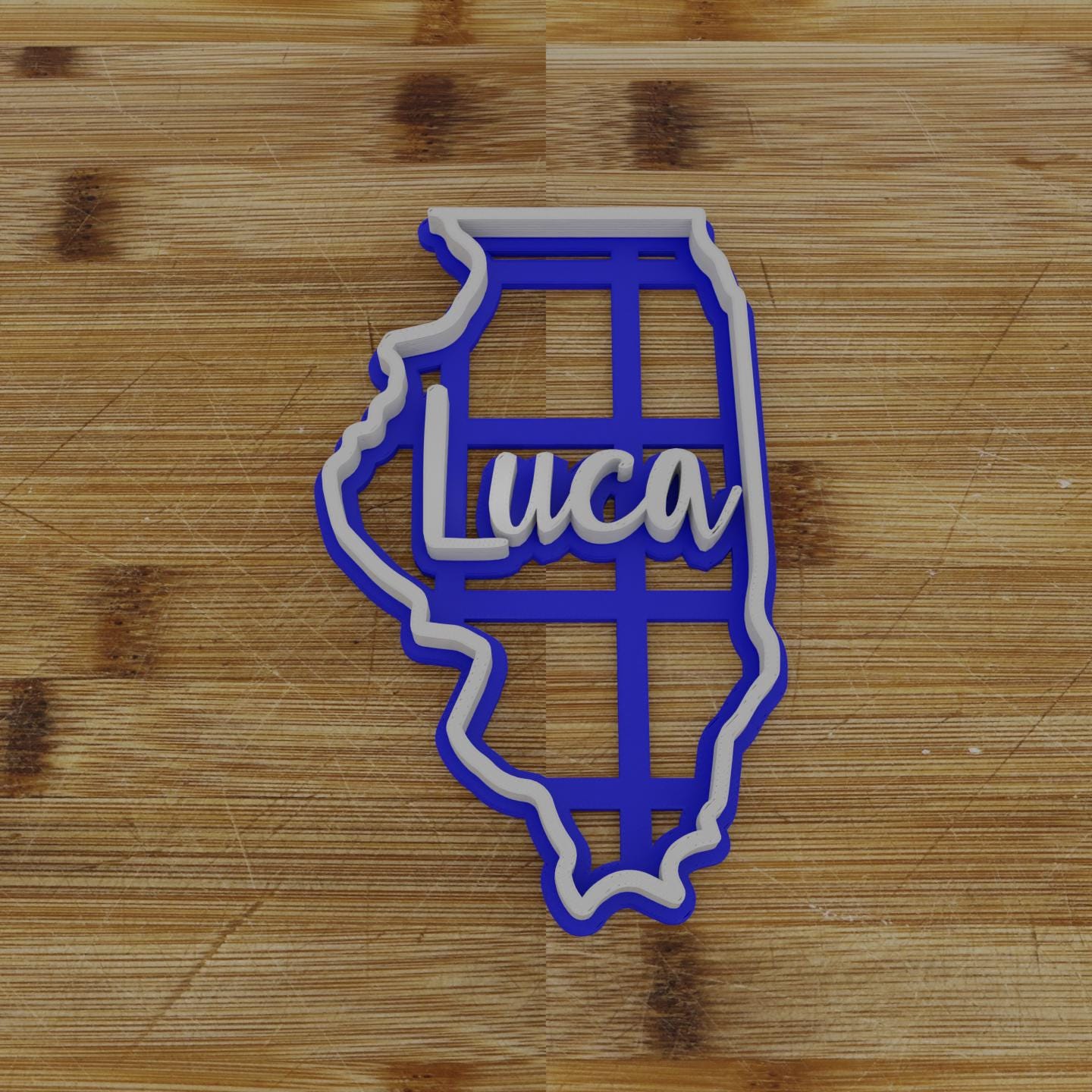 2pc Personalizable Illinois Cookie Cutter & Stamp | USA | United States Cookie Cutter