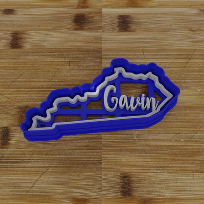 2pc Personalizable Kentucky Cookie Cutter & Stamp | USA | United States Cookie Cutter