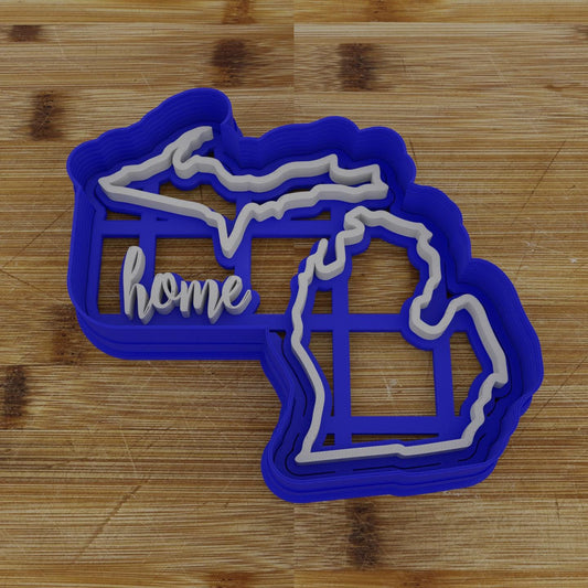 2pc Personalizable Michigan Cookie Cutter & Stamp | USA | United States Cookie Cutter