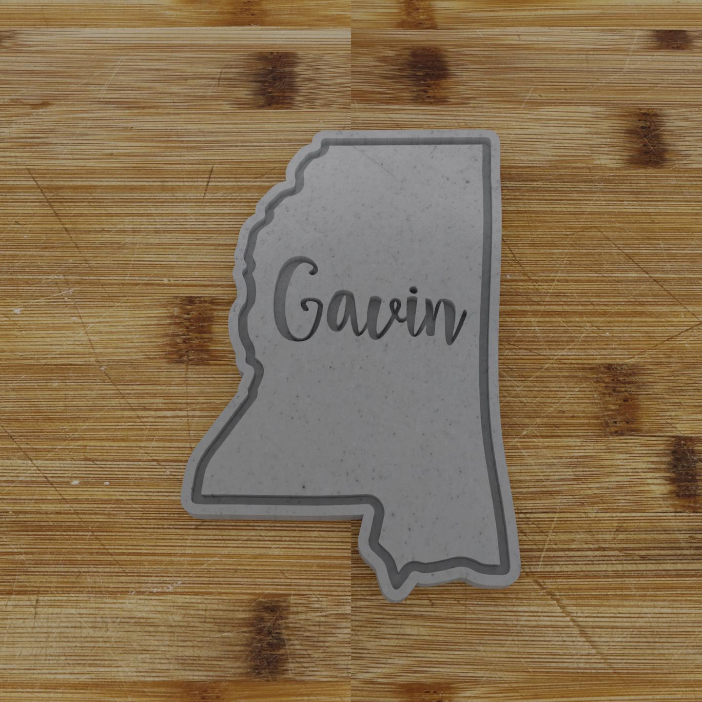 2pc Personalizable Mississippi Cookie Cutter & Stamp | USA | United States Cookie Cutter