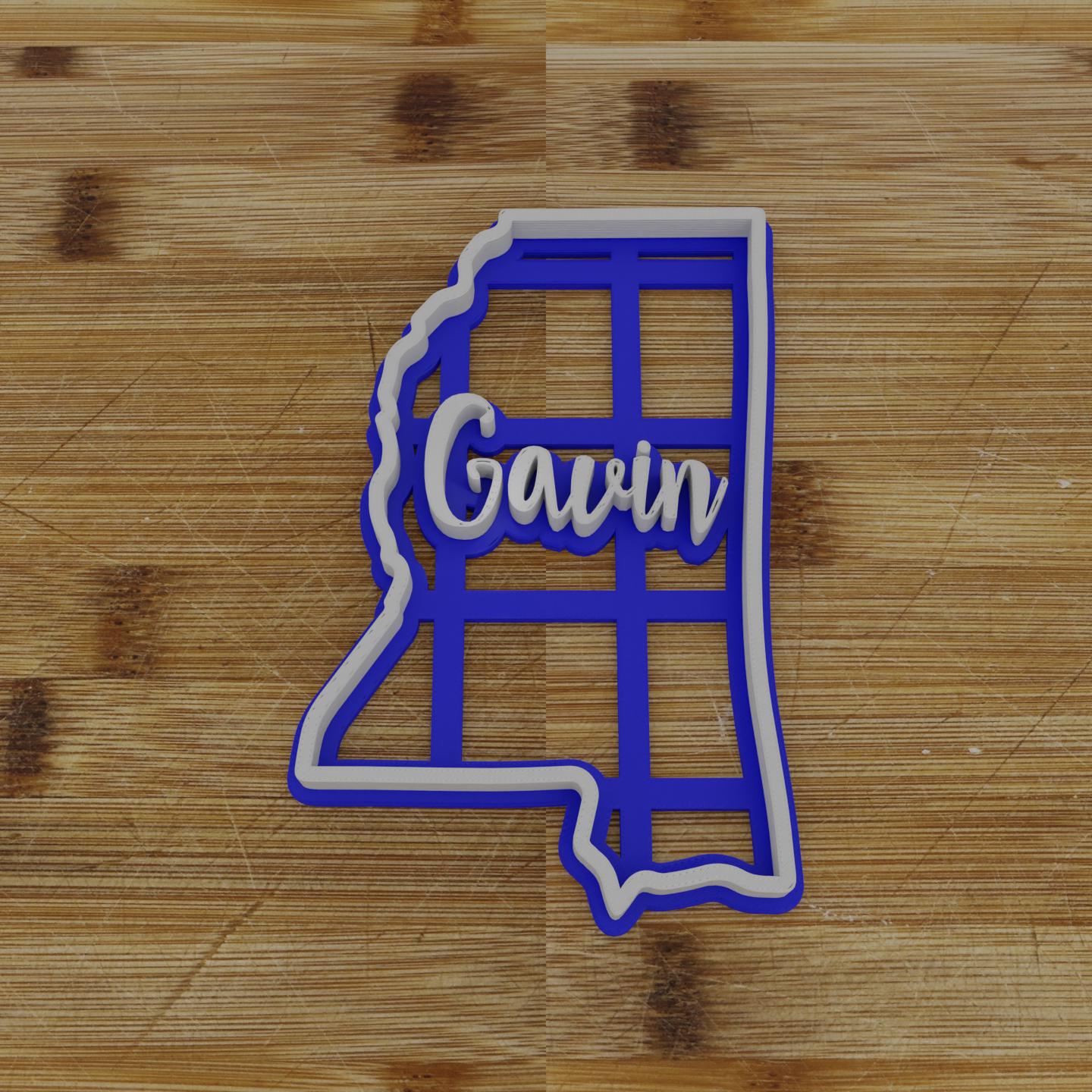 2pc Personalizable Mississippi Cookie Cutter & Stamp | USA | United States Cookie Cutter