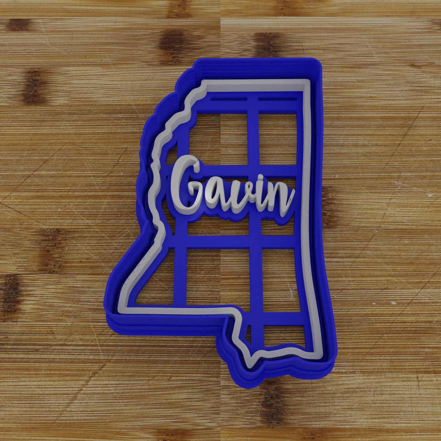 2pc Personalizable Mississippi Cookie Cutter & Stamp | USA | United States Cookie Cutter