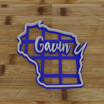 2pc Personalizable Wisconsin Cookie Cutter & Stamp | USA | United States Cookie Cutter