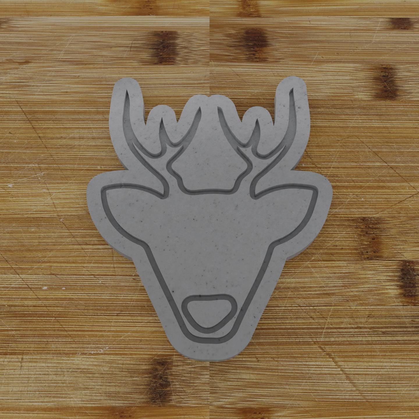 Reindeer Head 3 Cookie Cutter | Cute Rudolph Design | Christmas Cookie Stamp