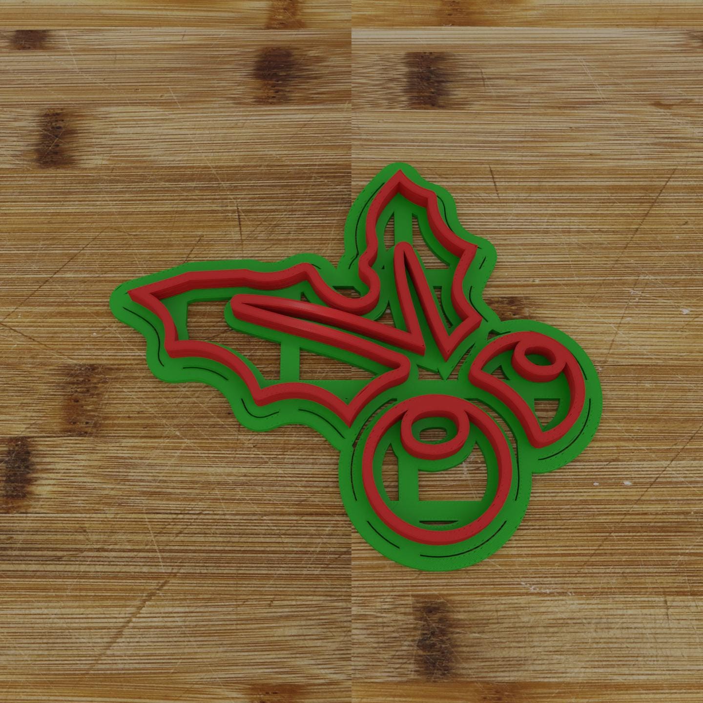 Mistletoe 3 Cookie Cutter | Triple Kiss Design | Holiday Season Cookie Stamp