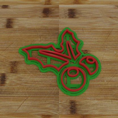 Mistletoe 3 Cookie Cutter | Triple Kiss Design | Holiday Season Cookie Stamp