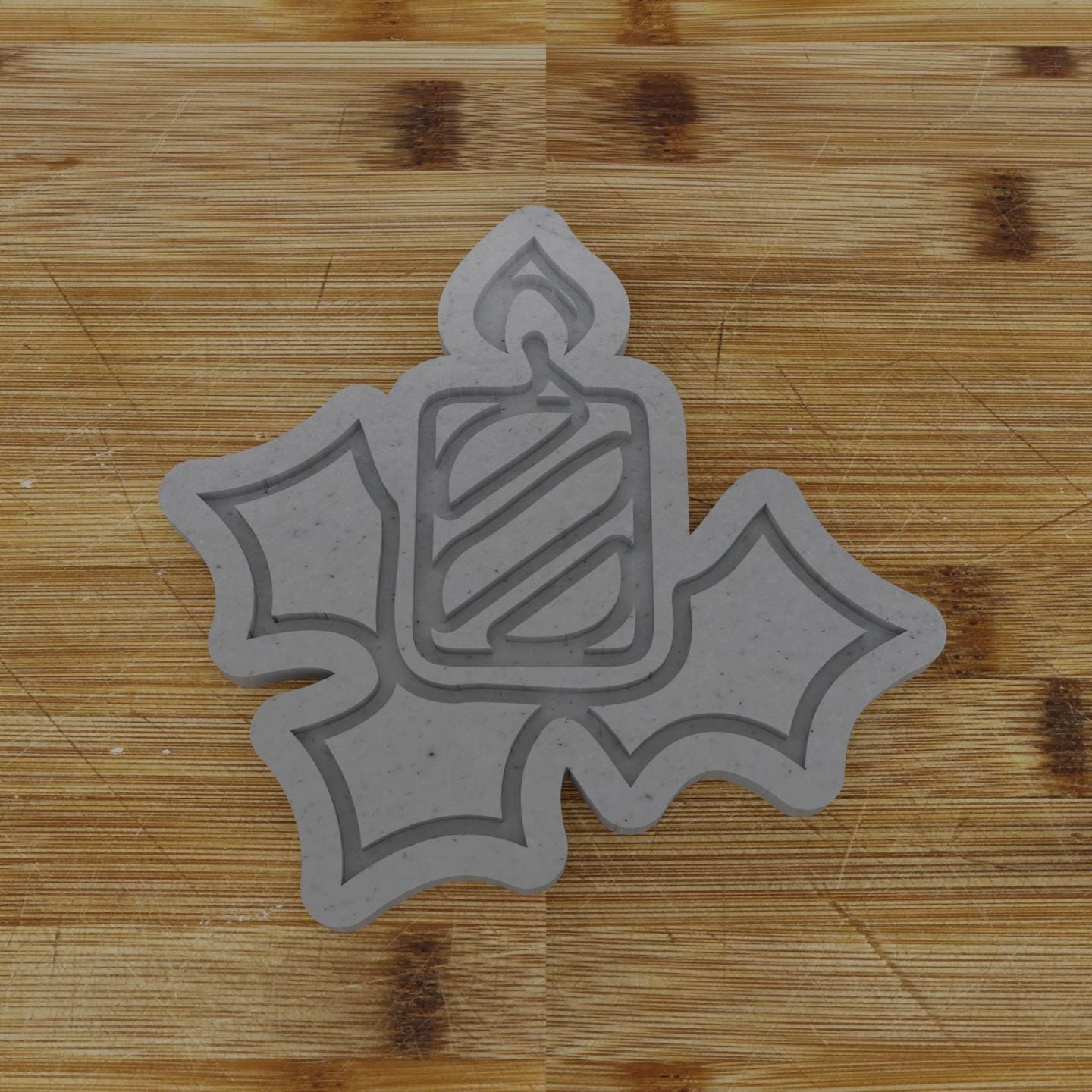 Candle and Holly Cookie Cutter | Traditional Christmas Design | Festive Baking Mold