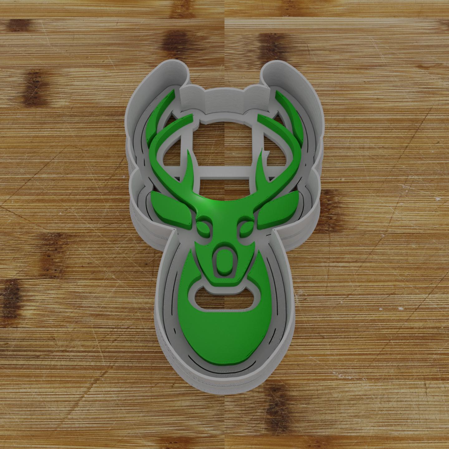 Reindeer Head 4 Cookie Cutter | Detailed Christmas Design | Festive Baking Tool