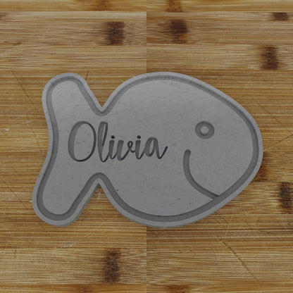 2pc Personalized Goldfish Cookie Cutter & Embosser | Fun Baking Tool
