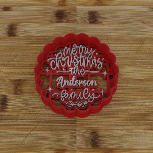 Merry Christmas Family Name Cookie Cutter | Holiday Cookie Cutter | Christmas Cookie Cutter