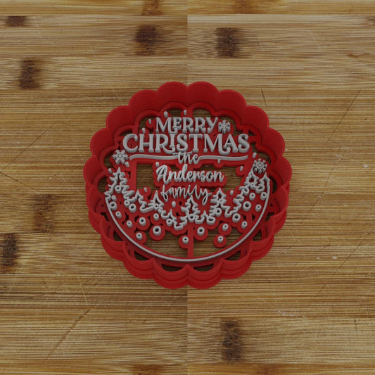 Merry Christmas Family Name Cookie Cutter | Holiday Cookie Cutter | Christmas Cookie Cutter