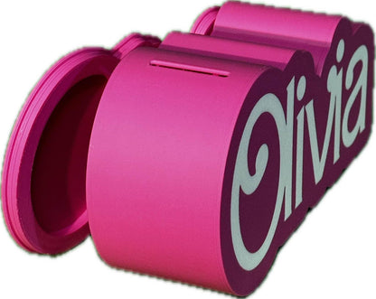 Personalized Doll Piggy Bank, Custom Name Plate, Girl Room Decor, Kids Bedroom Sign, Teacher Name Sign, Valentine's Gift | Doll Name Sign