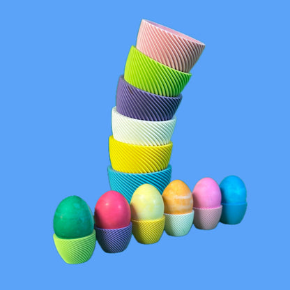Easter Egg Cups | Modern Geometric | Matte PLA Twist Egg Holders | 3D Printed Easter Decor | Single or Set of 6 | Easter Decor | Easter Gift