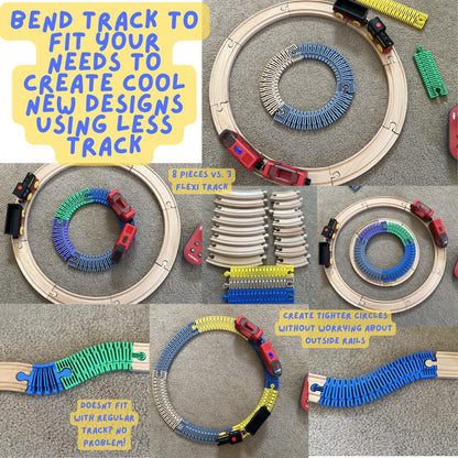 Wooden Train Flexi Tracks | Compatible with Brio, Thomas, Hape, IKEA, Melissa and Doug | Various Sizes & Sets