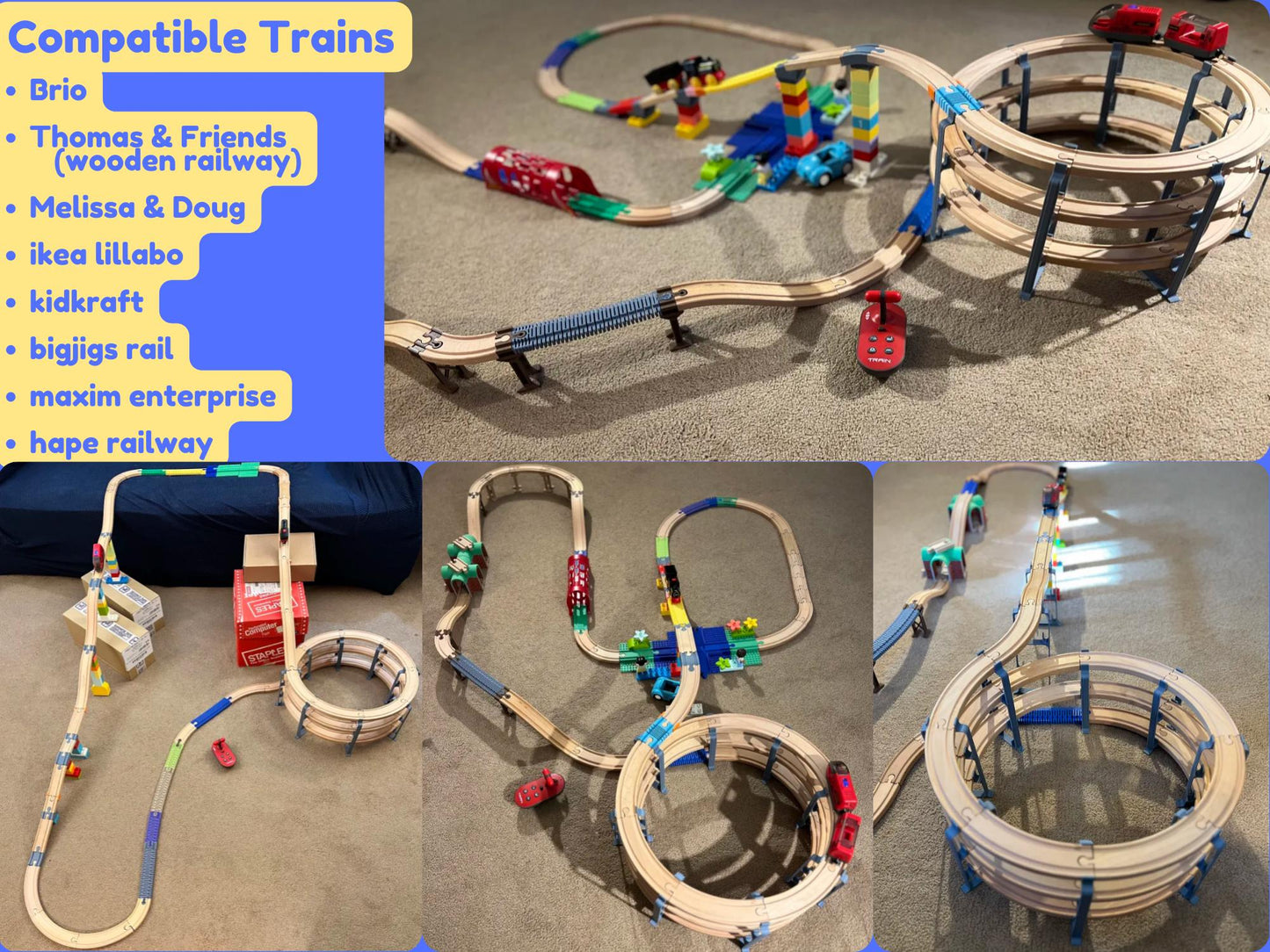 Spiral Mountain Support for Wooden Train Set | Compatible with Brio, Thomas, Hape, IKEA, Melissa and Doug