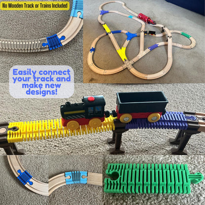 Wooden Train Flexi Tracks | Compatible with Brio, Thomas, Hape, IKEA, Melissa and Doug | Various Sizes & Sets