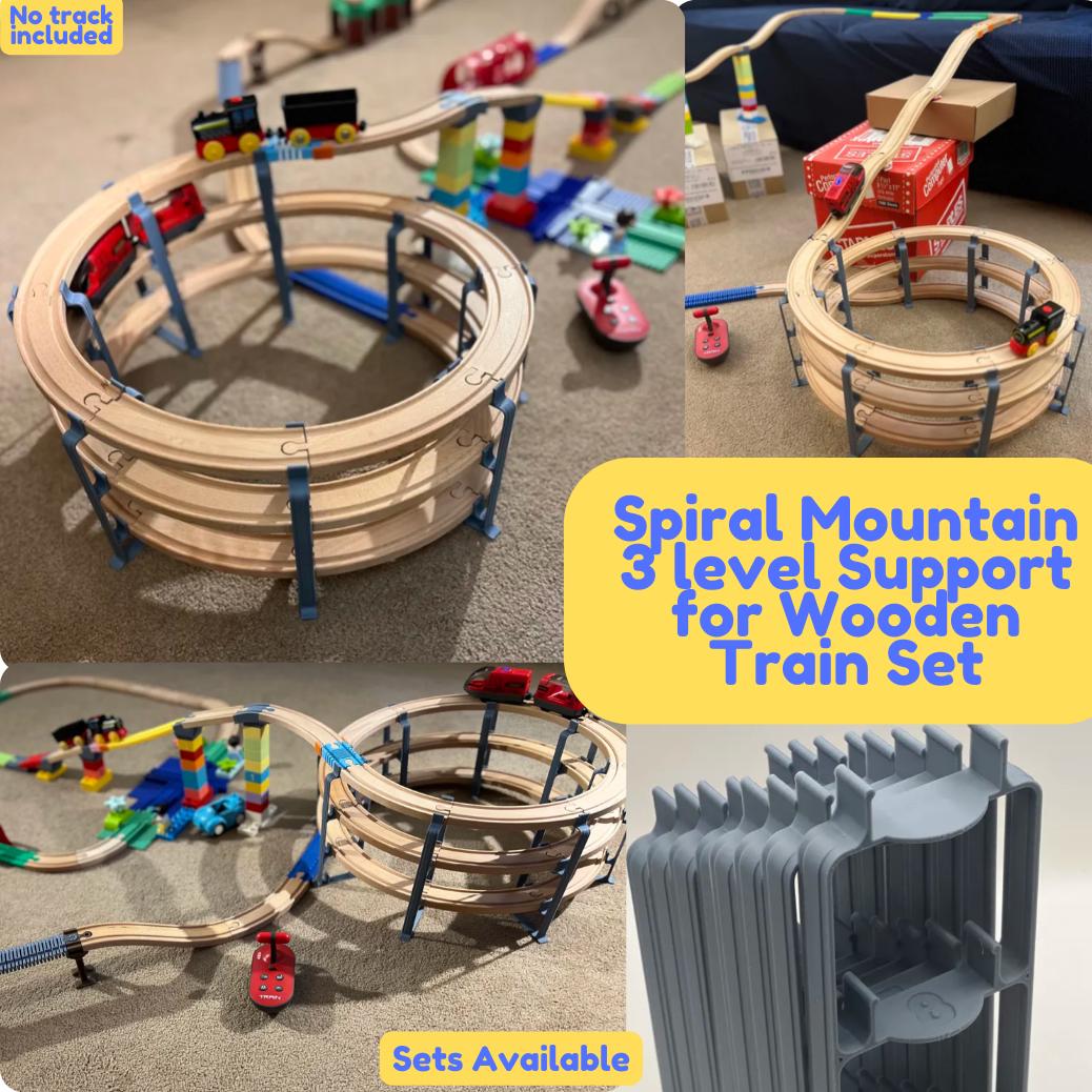 Spiral Mountain Support for Wooden Train Set | Compatible with Brio, Thomas, Hape, IKEA, Melissa and Doug