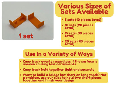 Brio-Compatible Track Clips | Set of 2 | Secure Track Together on Uneven Surfaces | Track Support