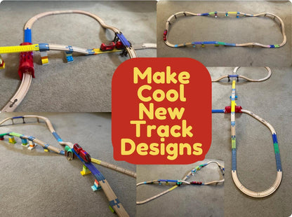 Brio Compatible Ramp Tracks | Duplo Brick Base Supports | Wooden Train Track Adapter for Duplo and Lego