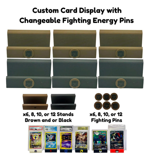 Custom Card Display Stand for PSA, BSS, CGC, Toploaders, Sleeves, Slabs, & More | Changeable Pins – Fighting Energy Themed
