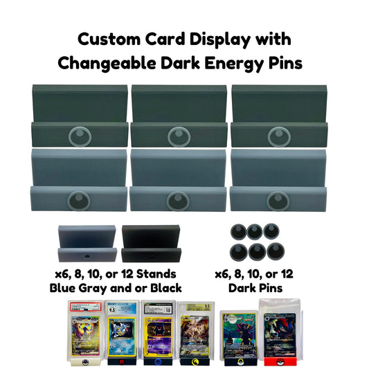 Custom Card Display Stand for PSA, BSS, CGC, Toploaders, Sleeves, Slabs, & More | Changeable Pins – Dark Energy Themed