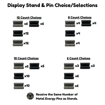 Custom Card Display Stand for PSA, BSS, CGC, Toploaders, Sleeves, Slabs, & More | Changeable Pins – Metal Energy Themed